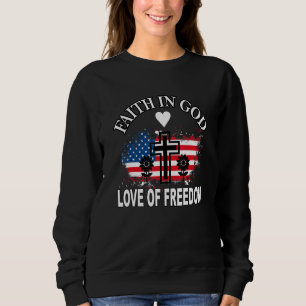Faith Kärlek Freedom American Flagga Flower för Kr T Shirt