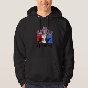 Faith Kärlek Freedom American Flagga Mason Burk Kr Hoodie