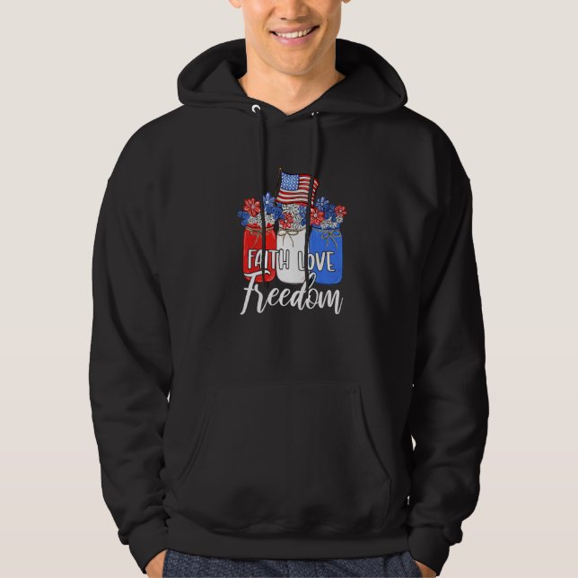Faith Kärlek Freedom Mason Burk American Flagga Kr Hoodie (Framsida)