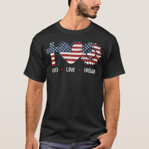 Faith Kärlek Freedom Patriotic Christian Flower US T Shirt