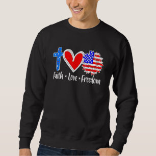 Faith Kärlek Freedom USA flagga Kor Patriotic Kris Lång Ärmad Tröja
