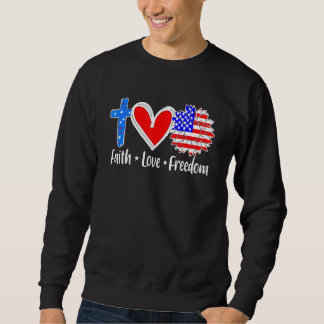 Faith Kärlek Freedom USA flagga Kor Patriotic Kris Lång Ärmad Tröja