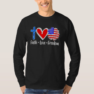 Faith Kärlek Freedom USA flagga Kor Patriotic Kris T Shirt