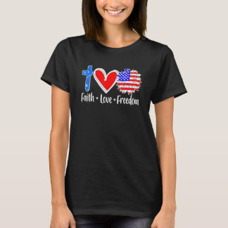 Faith Kärlek Freedom USA flagga Kor Patriotic Kris T Shirt