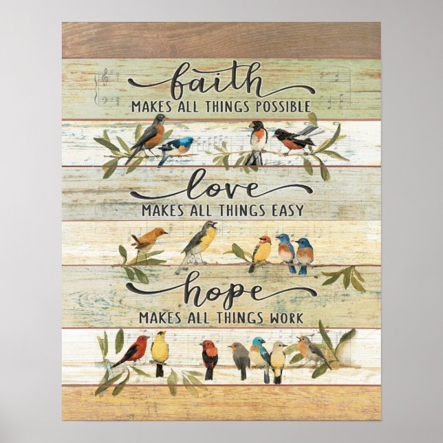 Faith, Kärlek, Hope Bird Poster (Framsidan)