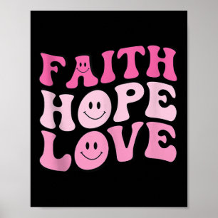 Faith Kärlek Hope Breast Cancer Awareness Tanktop Poster