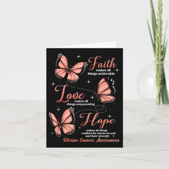 Faith Kärlek Hope Butterfly Uterine Cancer Awarene Kort (Framsida)