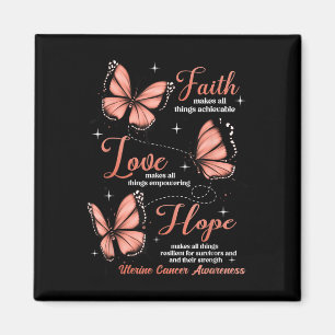 Faith Kärlek Hope Butterfly Uterine Cancer Awarene Magnet