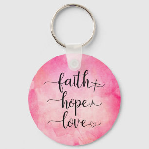 Faith Kärlek Hope Christian Scripture Watercolor Nyckelring