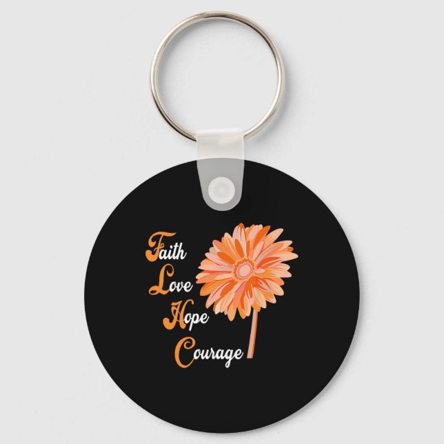 Faith Kärlek Hope Courage Aml Leukemia Awareness 1 Nyckelring (Framsida)