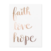 Faith Kärlek Hope Gold Foil-vykort