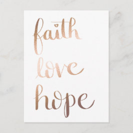 Faith Kärlek Hope Gold Foil-vykort Vykort