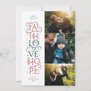 Faith Kärlek Hope Multi Photo Helgdag Card Julkort