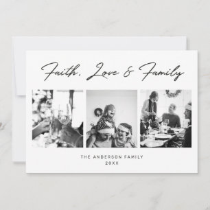 Faith, Kärlek och familjejul.. Modern multifoto Julkort