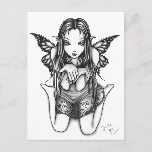 "Faith" Kneeling Butterfly Fairy Art Postcard Vykort (Framsida)