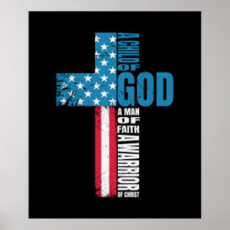 Faith Kor American Flagga Jesus Poster