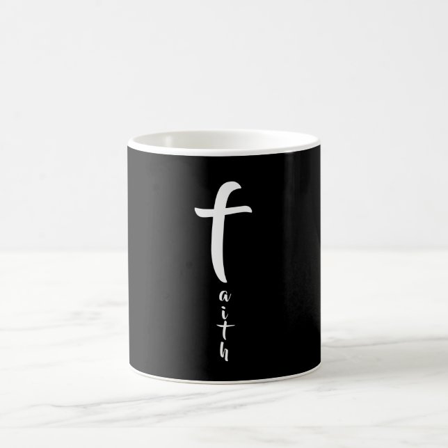 Faith Kor Black and White Typography Simple Kaffemugg (Center)