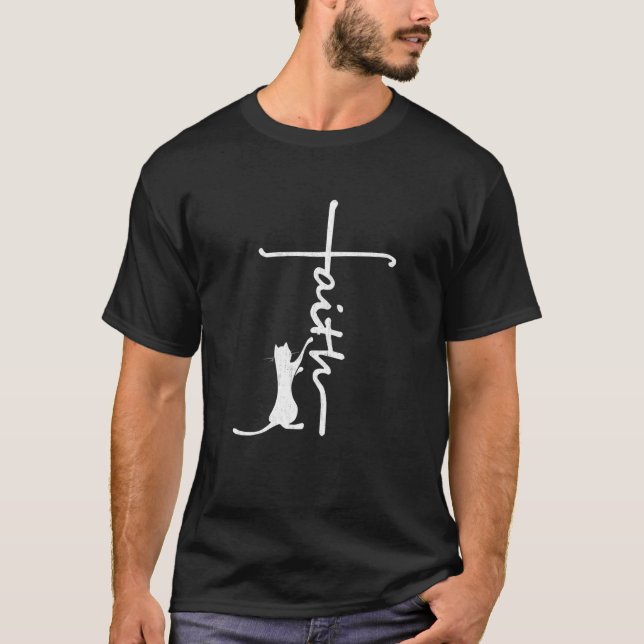 Faith Kor Kärlek Jesus Cats Cute Animal Christian T Shirt (Framsida)