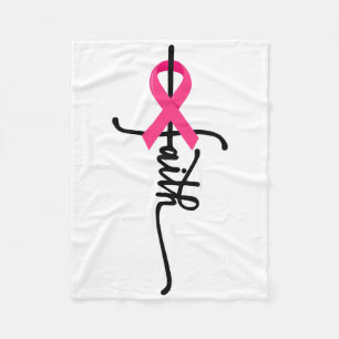Faith Kor Warrior Survivor Rosa Ribbon Breast Ca Fleecefilt