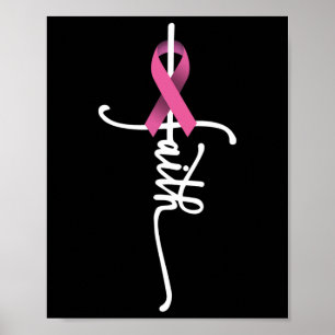 Faith Kor Warrior Survivor Rosa Ribbon Breast Ca Poster