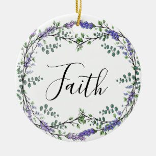 Faith Lavender Eucalyptus lila blommor boho Julgransprydnad Keramik