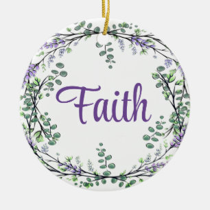 Faith Lavender Eucalyptus lila blommor greenery Julgransprydnad Keramik