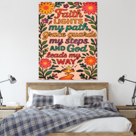 Faith Lights My Path Christian Art - Inspirational Canvastryck