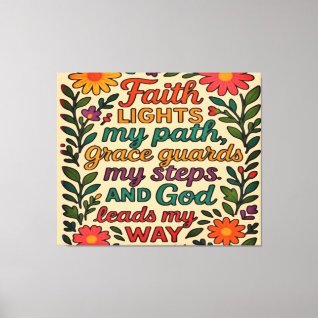 Faith Lights My Path Christian Art - Inspirational Canvastryck (Framsida)