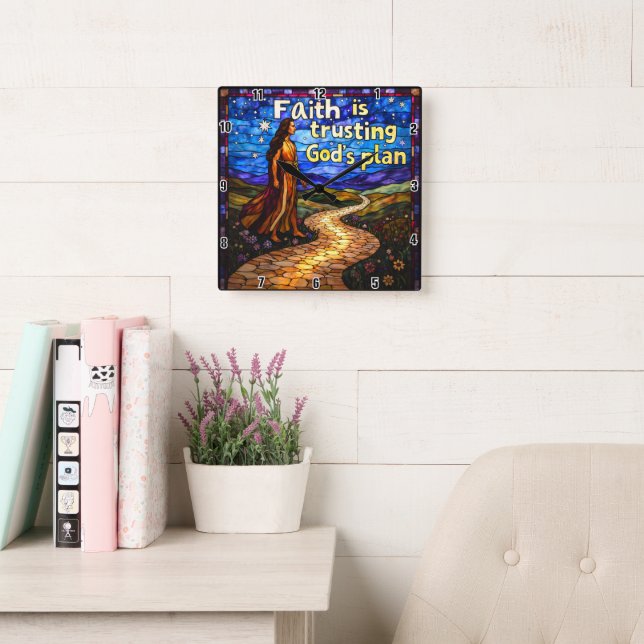 Faith litar på Guds plan.Proverbs 3:5-6 Fyrkantig Klocka (Läsesal)