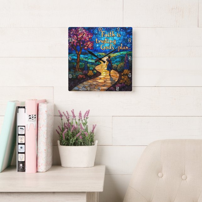 Faith litar på Guds plan.Proverbs 3:5-6 Fyrkantig Klocka (Läsesal)