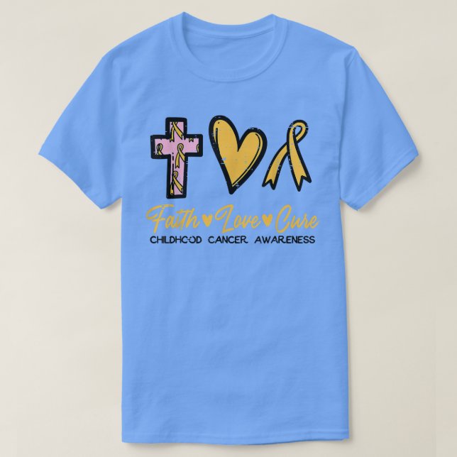 Faith Love Cure Childhood Cancer Awareness Ribbon  T Shirt (Design framsida)