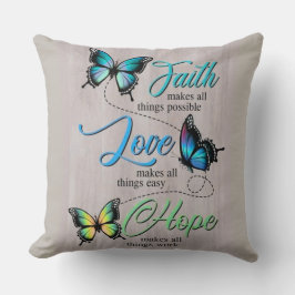 Faith, Love, Hope Inspirational Throw Pillow Kudde