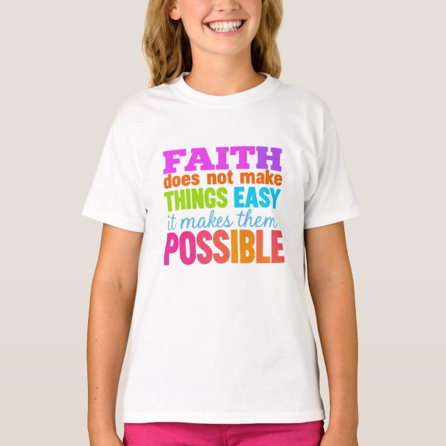 Faith Makes Sak Möjlig kristen T Shirt (Framsida)