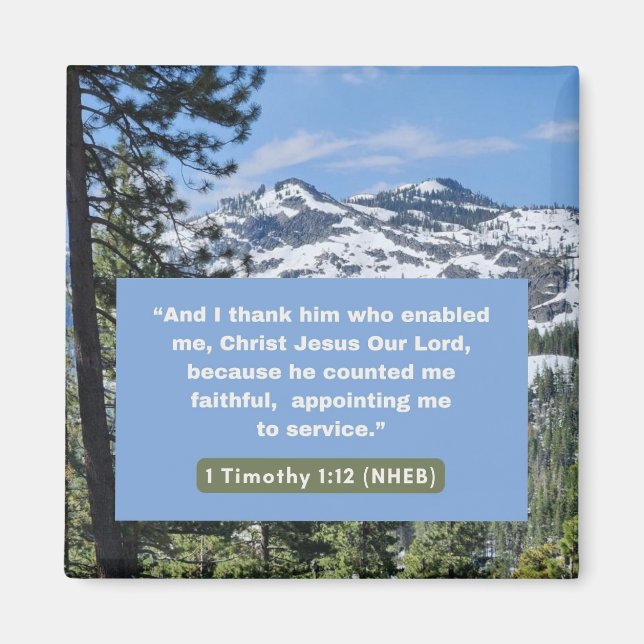 Faith Message - Bible Verse - 1 Timothy 1:12 - Magnet (Framsidan)