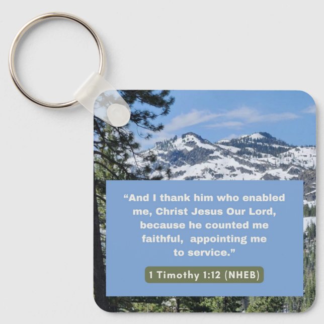 Faith Message - Bible Verse - 1 Timothy 1-12 - Nyckelring (Framsida)