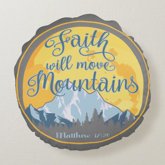 Faith Mountains Christian Design Rund Kudde (Baksidan)