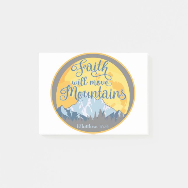 Faith Move Mountas Christian Design Post-it Block (Framsida)