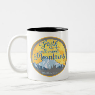 Faith Move Mountas Christian Design Två-Tonad Mugg