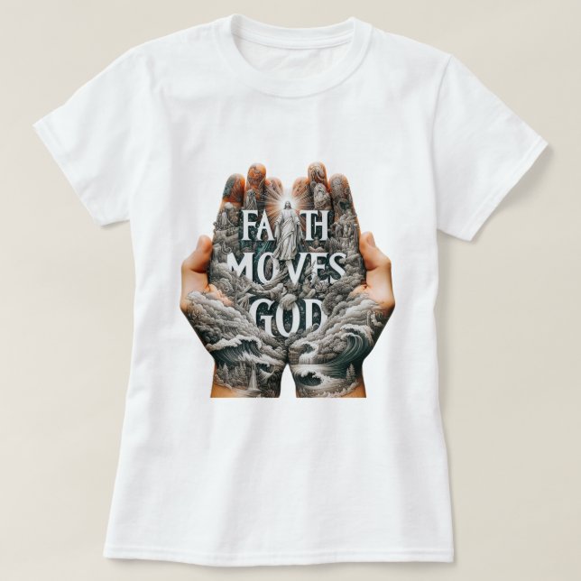 Faith Moves Gud T Shirt (Design framsida)