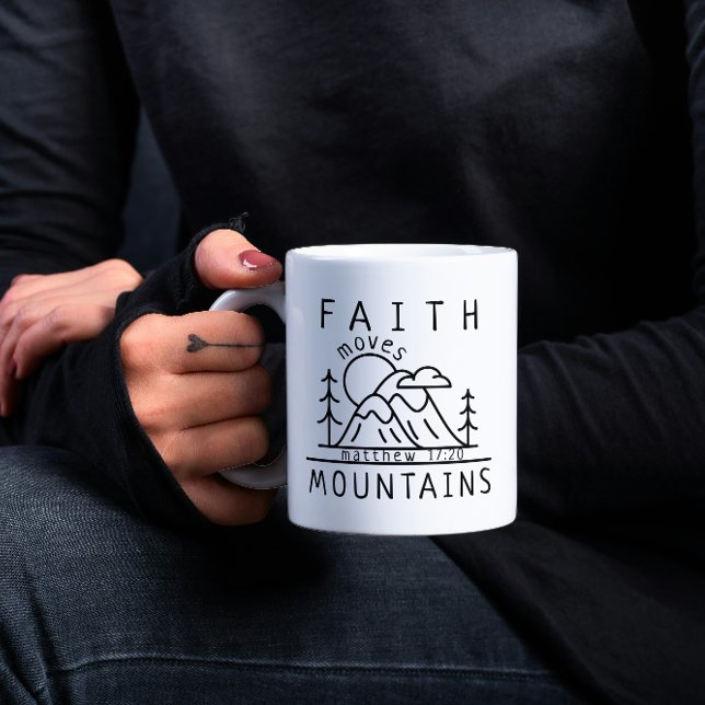 Faith Moves Mountains Matthew 17:20 Christian Kaffemugg (Skapare uppladdad)
