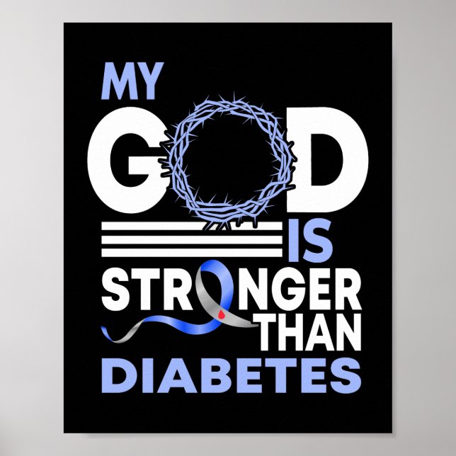 Faith MY God är starkare än Diabetes Medvetenhet Poster (Framsidan)