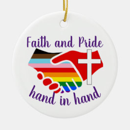 Faith och Pride hand i hand Rainbow Pride Kor Julgransprydnad Keramik