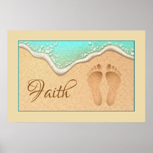 Faith One Set Footprint in the Sand Poster
