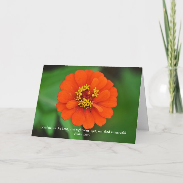 Faith Orange Zinnia Blomsterträdgård Note Card Kort (Framsida)