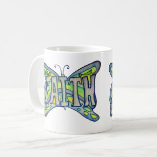 Faith Ord Art Blue Butterfly Vingar Coffee Kopp