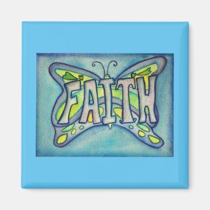 Faith Ord Blue Butterfly Anpassningsbar Art Magnet