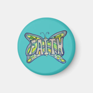 Faith Ord Blue Butterfly Anpassningsbar Art Magnet