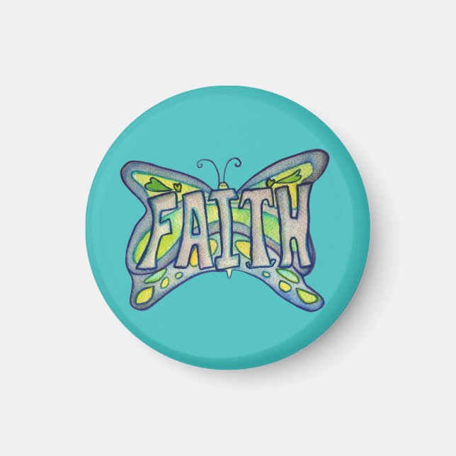 Faith Ord Blue Butterfly Anpassningsbar Art Magnet (Framsidan)