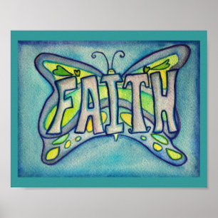 Faith Ord Blue Butterfly Art Print Poster