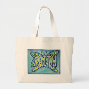 Faith Ord Blue Butterfly Art Tote Bag Jumbo Tygkasse